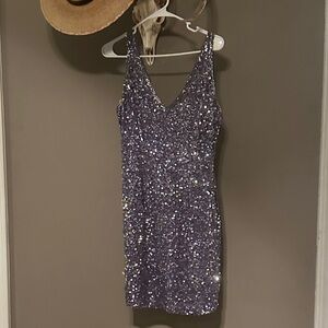 Sparkling Lavender Sequin Mini Dress